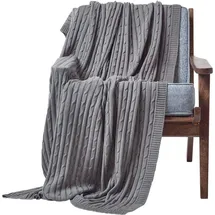 Homescapes Strickdecke 150 x 200 cm Grau/Silber