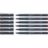 Schneider Pictus Fineliner (Strichstärke 0,7 mm, dokumentenechte Pigmentliner, metallgefasste Spitze, Gehäuse aus 85% recyceltem Kunststoff) 6er Pack, rot