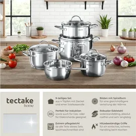 Tectake Bologna II Topf-Set 9-tlg. Kochtopf + Glasdeckel