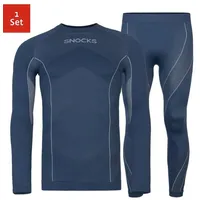 SNOCKS Thermounterwäsche Herren mit Daumenloch BLAU XXL (>190 cm)