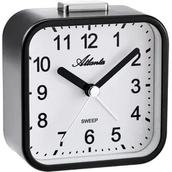 Quarzwecker ATLANTA, schwarz-weiß (schwarz, weiß), Wecker, ideal für Reisen, Geschenkidee, Beleuchtung, Weckwiederholung, analog