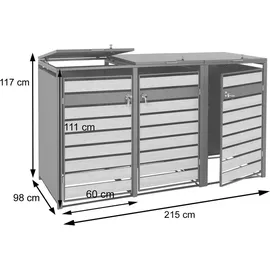MCW XL 3er/6er-Mülltonnenverkleidung MCW-J81, Mülltonnenbox, Metall 95kg anthrazit ~ gold