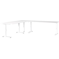 GERMANIA Mailand höhenverstellbarer Schreibtisch weiß L-Form, C-Fuß-Gestell weiß 260,0 x 220,0 cm