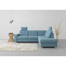sit&more Ecksofa SIT & MORE "Quincy L-Form", blau (hellblau), B:249cm H:82cm T:213cm, Sofas, Ecksofa, wahlweise mit Bettfunktion und Bettkasten