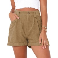 Cord-Shorts für Damen mit Taschen kurzer Saum hohe Taille lässige Shorts weiße hoch taillierte Shorts für Frauen