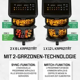 GOURMETmaxx FryUp XL Heißluftfritteuse schwarz