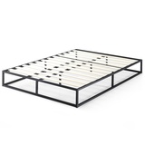 Zinus Joseph Bett 180x200 cm - Höhe 25 cm mit Stauraum unter dem Bett - Metall-Plattformbettrahmen mit Holzlattenrost - Schwarz