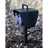 as - Schwabe AS Schwabe 60684 Gartensteckdose 4fach Schwarz, Blau mit Erdspieß