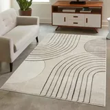 carpet city Teppich Kurzflor Braun - 120x170 cm - Moderne Wohnzimmer-Teppiche Geometrisch, Kreis-Muster mit 3D-Optik - Flachflor Bodenbelag Deko Schlafzimmer, Esszimmer