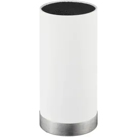 Relaxdays Messerblock rund, Messerhalter unbestückt, universal, Messeraufbewahrung mit Borsten, HxD: 22 x 11 cm, weiß