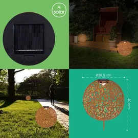 bmf-versand Solarleuchte Garten Solarlampe 2er Set Außen Kugel 28 cm LED Außenlampe Rost