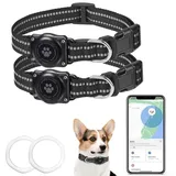 Hund GPS Tracker, Mini GPS Tracker Ohne ABO für Hunde, (nur IOS) mit wasserdichte Reflektierendes GPS Hunde Tracker Halsbänder, Tracking Standort von Haustieren, Arbeite mit Find My (2P) A