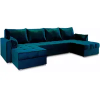 Masseno Ecksofa, Blau, Holz, 4-Sitzer, U-Form, 285x83x140 cm, Wohnzimmer, Sofas & Couches, Wohnlandschaften, Wohnlandschaften in U-Form