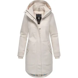 Ragwear Damen atmungsaktiver langer Wintermantel in Wollmantel-Optik warme Winterjacke Jannisa Coat YOUMODO Ecru Gr. 6XL - 6XL