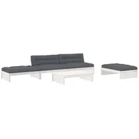 vidaXL 5-tlg Garten-Lounge-Set mit Kissen Weiß Massivholz Modell 10