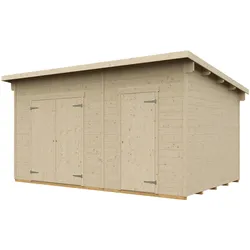 Gartenhaus SKANHOLZ "Flex", beige (natur), Fußboden im Gartenhaus, Holz, Gartenhäuser