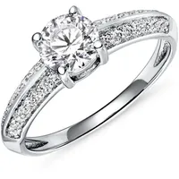 JEWLIX Verlobungsring Eleganter Solitärring mit Zirkonia Hauptstein und Pavé VR0440 silberfarben 60