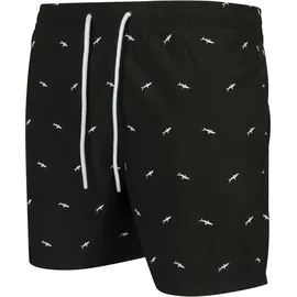 URBAN CLASSICS Embroidery Badeshorts Shark / Black / White 3XL