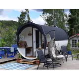 Finn Art Blockhaus Fasssauna Valter Standard 240x420 Thermoholz montiert, BxTxH: 240 x 420 x 250 cm, 40 mm, Schindeln grün, Outdoor Gartensauna, mit Holz Ofen, mit Vorraum grün