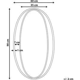 Beliani Wandspiegel Besson 55 cm 90 cm Metall Gold