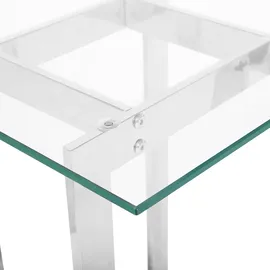 Beliani Beistelltisch Silber Transparent 40 x 40 cm Glasplatte Glänzende Metallgestell Poliert Quadratisch Modern