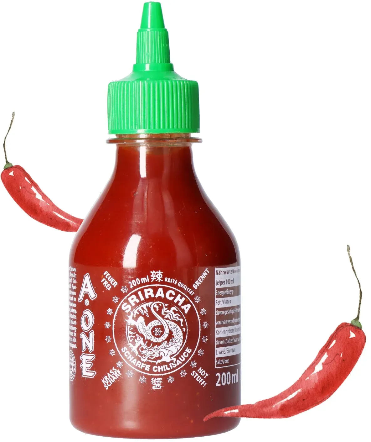 A-ONE Original Sriracha Sauce 200ml - Klassik scharf Hot Chilli Sauce