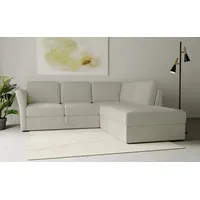 Ecksofa HOME AFFAIRE "Lavars, L-Form, Schlafsofa" Sofas Gr. B/H/T: 241cm x 90cm x 226cm, Flachgewebe, Ottomane rechts, beige (sand) mit Bettfunktion und Stauraum, in zwei verschiedenen Bezugsqualitäten