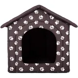 Hundehütte Hundehaus Hundehöhle für kleine mittelgroße und große Hunde - Katzenhaus, Katzenhöhle - Hundeliegen mit herausnehmbarer Dach - Standard - Größe: - Braun mit Pfoten