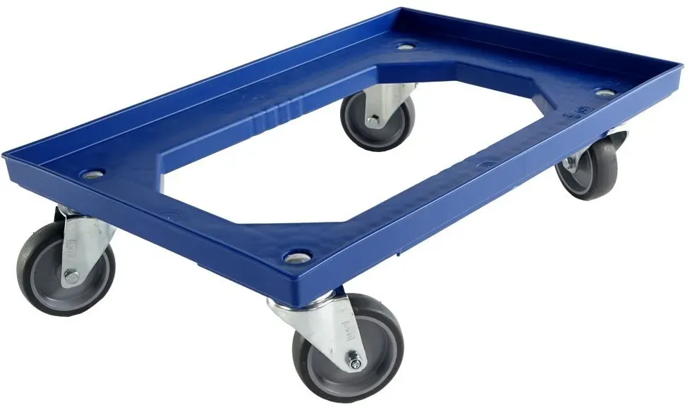 Rollwagen ohne Bremse für Euroboxen 600 x 400 mm blau