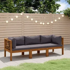 vidaXL 3-Sitzer-Gartensofa Loungesofa grau