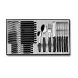 Victorinox Swiss Classic Besteck-Set 24-teilig | Messer, Gabeln, Löffel & Teelöffel für 6 Personen  Schwarz