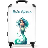 NoBoringSuitcases.com® Kinderkoffer Mädchen - Meerjungfrau auf weißem Hintergrund - Koffer Kinder Mädchen - Koffer personalisiert 67x43x25cm - Kinder Koffer Madchen - Kinder Trolley Mädchen