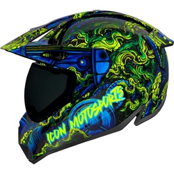 Icon Variant Pro Willy Pete, Integralhelm - Blau/Grün - XS