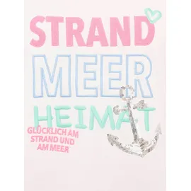 Zwillingsherz T-Shirt "Strand Meer Heimat" maritimer Stickerei, Pailletten, Kurzarm, Rundhalsausschnitt weiß LXL (L/XL)