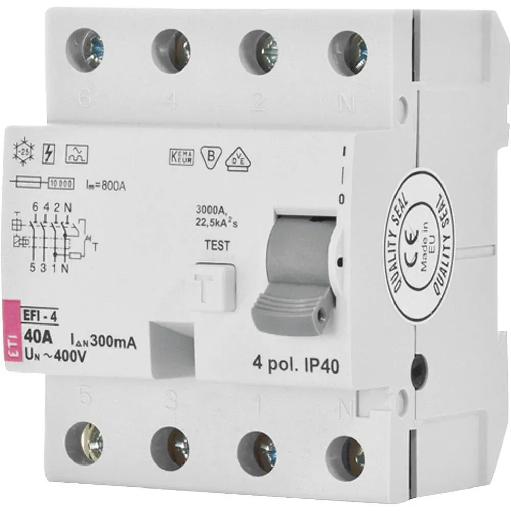 FI-Schalter EFI-4, 4-polig, 40A,300mA, Typ A, unverzögert ETI