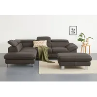 COTTA Ecksofa, Kopfteilverstellung, optional Schlaffunktion & Bettkasten braun