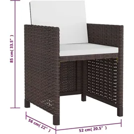 vidaXL Garten-Essgruppe 5-tlg. Tisch 109 x 109 cm braun