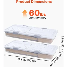 Vevor Unterbettaufbewahrungsbox 101 x 51 x 15 cm 2-tlg. Grau