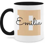 Tasse Tassen 325ml - Anfangsbuchstabe Name - Personalisiertes Geschenke mit Namen Weihnachts-Geschenke Geschenkideen Wichtelgeschenk - 325 ml - Schwarz - buchstaben alphabet kaffeetassen dem