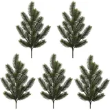 Creativ deco Winterliche Kunstpflanze CREATIV DECO "Weihnachtsdeko", grün, H:51cm, Kunststoff, Kunstpflanzen, Zweig im 5er Set