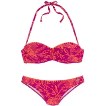 VENICE BEACH Bügel-Bandeau-Bikini Damen orange-pink bedruckt Gr.38 Cup D