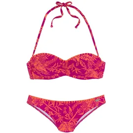 VENICE BEACH Bügel-Bandeau-Bikini Damen orange-pink bedruckt Gr.38 Cup D