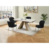 vente-unique Esstisch ausziehbar - 6 bis 10 Personen - Keramik & Metall - Marmor-Optik Weiß & Beige - LOZIPA von Pascal MORABITO