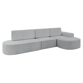 altdecor Eckcouch Cord 5-Sitzer Grau