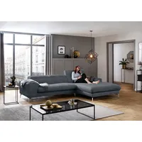 Ecksofa W.SCHILLIG "piedroo, Designsofa mit tollem Sitzkomfort, bequem und elegant, L-Form", blau (marine r66), B:303cm H:70cm T:193cm, Chenille-Flachgewebe R66 (85% Polyester, 15% Nylon), Sofas, Ecksofa, Kopfteilverstellung, wahlweise mit Sitztiefenverstellung, Breite 303cm