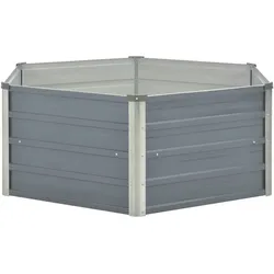 vidaXL Hochbeet 129 x 129 x 46 cm Verzinkter Stahl Grau