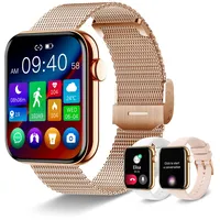 Betatree Smartwatch, 4,6 cm (1,85 Zoll) Damen-Smartwatch mit Anruf, 19 Sportmodi mit AI-Sprache, Schlafüberwachung/SpO2, 3 Fitnessbänder für Android iOS, Roségold