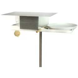 Vogelhaus mit Vogeltränke Vogelimbiss Opossum Design weiß mit grauem Holzelement, Designer Jan-U. Sinnig, 162 cm. Haus 12x54x29 cm