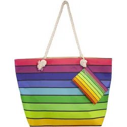 Bedruckte Strandtasche mit blauem Portemonnaie bunt ONE SIZE