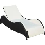 Sonnenliege mit Polsterauflage Poly Rattan Schwarz